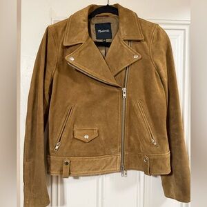 Madewell Camel Suede Moto Jacket Cropped Biker Leather Style size medium